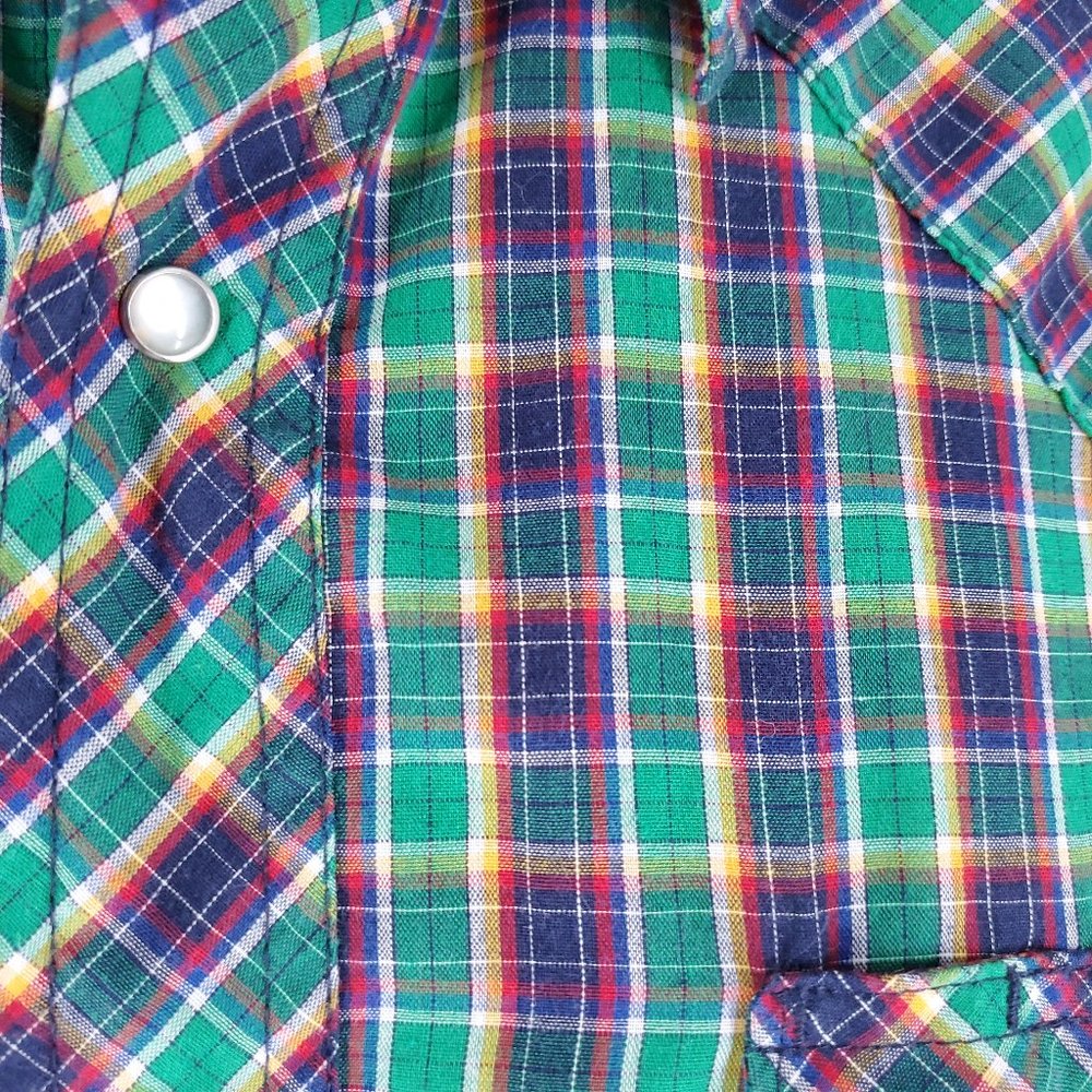 Wrangler Western Men Shirt Check Pearl Snap Button Multicolor Size L - Picture 4 of 7